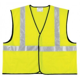 Mcr Safety B312157 2" Silver Reflective Economy Class 2 Safety Vest with Hook and Loop Front and 3 Pockets, X-Large, Lime