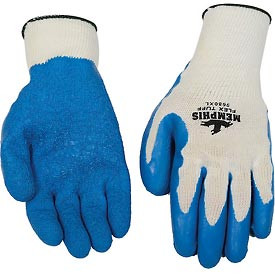 Mcr Safety B309187 Memphis Glove FlexTuff Cotton/Polyester Shell Men's Gloves with Latex Dipped Palm and Fingertips, Blue/White, X-Large, 12-Pair (Pack of 12)