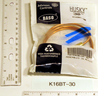 BASO 6382 Series K16 Husky Standard Threaded Thermocouple, 30" Length