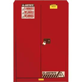 Justrite B875549 45 Gallon 2 Door, Self-Close, Flammable Cabinet, 43"W x 18"D x 65"H, Red