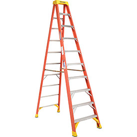 WERNER LADDER 942814 Werner Stepladder Fiberglass 10 ' Ansi Type Ia 300 Lb Heavy Duty Non-Conduct