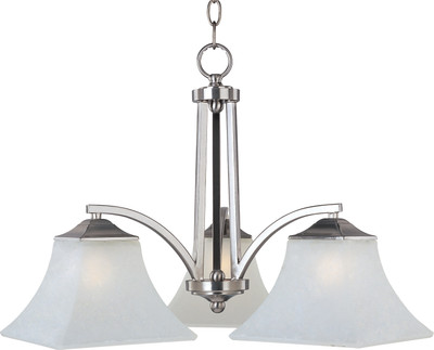 Maxim 20094FTSN Lighting Three Light Frosted Glass Down Chandelier, Satin Nickel