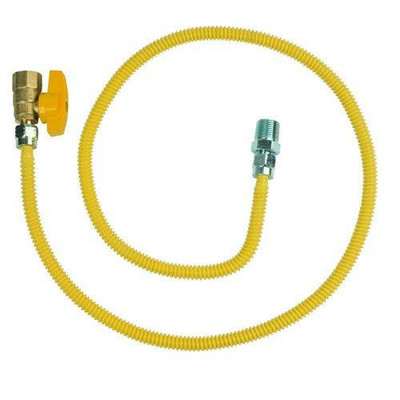 T&S Brass BCSSL4M48 BrassCraft ProCoat 1/2" MIP x 1/2" FIP Gas Ball Valve x 48" Stainless Steel Gas Connector 3/8" O.D. (28,300 BTU)