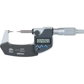 Mitutoyo America Corporation B611566 Mitutoyo 342-351 Digimatic Point Micrometer, Inch/Metric, Ratchet Stop, 15 Deg. Carbide Points, 0-1" (0-25.4mm) Range, 0.00005" (0.001mm) Resolution, +/-0.0001" Accuracy, Meets IP65 Specifications