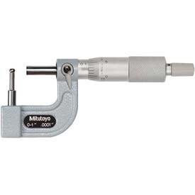 Mitutoyo America Corporation B611476 Mitutoyo , 0 - 1" X .0001" .185" Dia. Spherical Anvil Tube Micrometer, Ratchet