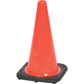 Cortina Safety Products B566911 Cortina Vinyl Traffic Cone with Black Base, 18" Height, Red/Orange