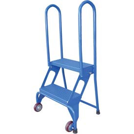 Vestil Manufacturing B523786 Vestil -SS Folding Ladder with Wheels, Stainless Steel, 2 Steps 350 lbs Capacity, 20-5/8" Top Step Height