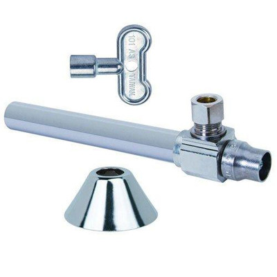 T&S Brass KTSCS40BX C BrassCraft 1/2" Nom Sweat Inlet x 3/8" O.D Comp Outlet 1/4-Turn Angle Ball Valve with 5" Extension Tube and Bell Flange