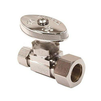 T&S Brass BOCR14XC Brasscraft Straight Stop, 1/2 In. Nom Comp x 3/8 In. Od, Chrome, Lead Free - 221014Lf,