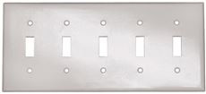 Leviton 609018  5-Gang Toggle Device Switch Wallplate, Standard Size, Thermoset, Device Mount, White