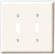 Leviton 609314  2-Gang Toggle Device Switch Wallplate, Standard Size, Thermoset, Device Mount, White by