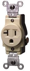 Leviton 606565  20-Amp, 125-Volt, Narrow Body Single Receptacle, Straight Blade, Commercial Grade, Grounding, White