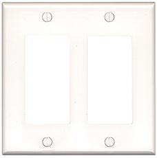 Leviton 609064  Electrical Wall Plate, Midway Size Decora, 2-Gang - White-2PK