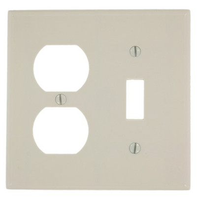 Leviton 2472821  2-Gang 1-Toggle 1-Duplex Device Combination Wallplate, Standard Size, Thermoset, Device Mount, Light Almond