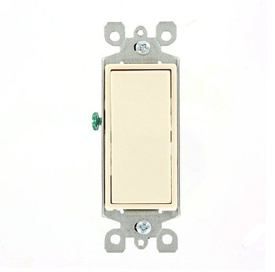 Leviton 2472769  Rocker Switch Decora 3-Way 15 Amp 120/277 VAC Grounding Residential Grade Quickwire Push-In & Side Wired - Light Almond (Pkg of 25)