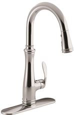 Kohler 282662  Bellera Pull-Down Kitchen Faucet, Polished Chrome, Single-Hole or Three-Hole Install, Single Handle, 3-function Spray Head, Sweep Spray and Docking Spray Head Technology