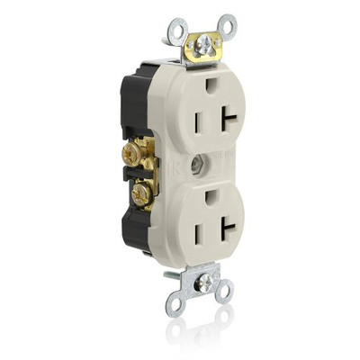 Leviton 2472854 ® 2-POLE COMMERCIAL GRADE TAMPER-RESISTANT DUPLEX RECEPTACLE, LIGHT ALMOND, NEMA 5-20R, 125 VOLTS, 20 AMPS