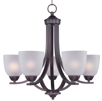 Maxim 11225FTOI Lighting Five Light Frosted Glass Up Chandelier, Oil Rubbed Bronze