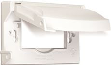 TAYMAC 289310 Hubbell-Bell Weatherproof Single Outlet Cover Outdoor Receptacle Protector, White, Horizontal Flat