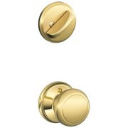 SCHLAGE F59AND605 F59 AND 605 Andover Interior Knob with Deadbolt, Bright Brass (Interior Half Only)