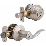 KWIKSET CP991TNL-15S Signatures Tustin Lever SmartKey Single Cylinder Combo Pack in Satin Nickel Finish #991TNL15SMTCPK4
