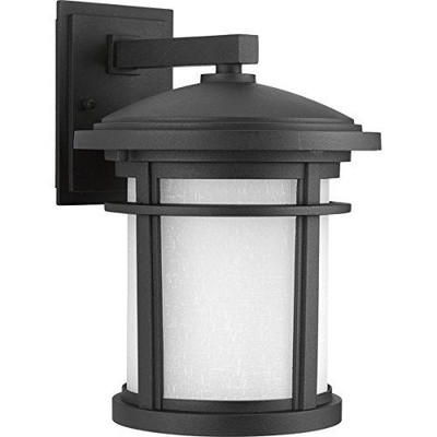Progress Lighting 94608531  1-Lt. Med. Wall Lantern (9") Etched White Linen glass cylindrical diffuser