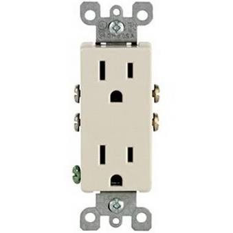Leviton 2472776  Decora Duplex Receptacle Residential Grade 5-15R 15A 125V Quickwire Push-In & Side Wired - Light Almond (Pkg of 10)