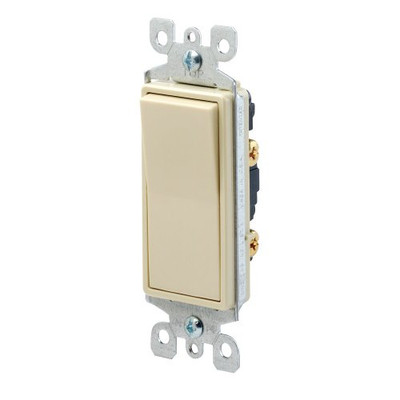 Leviton 2472768  Rocker Switch Decora Single-Pole 15 Amp 120/277 VAC Grounding Residential Grade Quickwire Push-In & Side Wired - Light Almond (Pkg of 25)