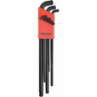 Bondhus BND67099 Stubby Double Ball End L-Wrench Set with ProGuard Finish and Extra Long Arm, 9 Piece.