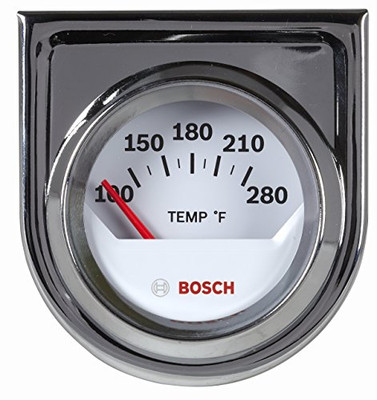 Bosch BOSFST8201 Bosch Style Line 2" Electrical Water/Oil Temperature Gauge (White Dial Face, Chrome Bezel)