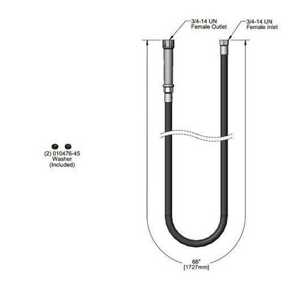 T&S Brass TB0068H2A 68-Inch Flexible Stainless Steel Hose