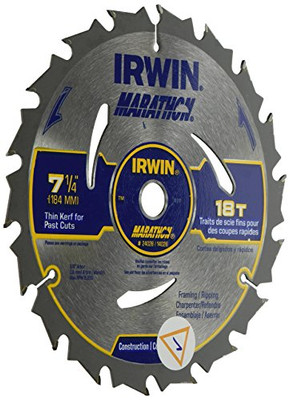 Vise Grip HAN24028 IRWIN Tools MARATHON Carbide Corded Circular Saw Blade, 6 1/2-inch, 7 1/4-inch 18T ()