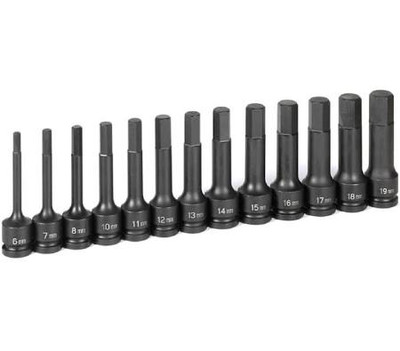 Grey Pneumatic GRE1343MH 1/2" Drive 13 Pc. 4" Length Metric Hex Driver Set
