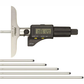 Fowler B345373 Full Warranty IP54 Absolute Electronic Depth Micrometer, , 0-6" Measuring Range, 0.00005"/.001mm Resolution, 0.00016" Accuracy, 0.176" Rod Diameter