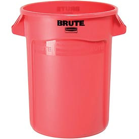 Rubbermaid 239004RD Brute & #174 2632 Trash Container w/Venting Channels, 32 Gallon - Red