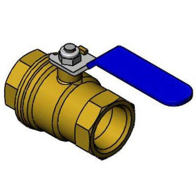 T&S Brass 017487-45B Ball Valve, 3/4" FNPT, Brass, Zinc Plated Blue Coated Lever Handle