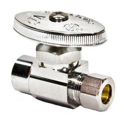 T&S Brass BR14XC BrassCraft R14X Sweat x Compression 125 psi Chrome-Plated Brass Straight Supply Stop, 1/2" x 3/8" OD