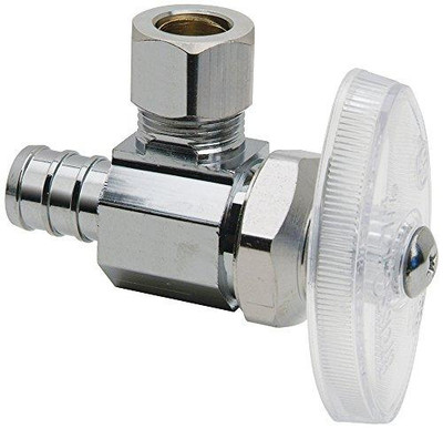 T&S Brass BBRPX19XC Brasscraft 1/2-Inch Nom Barb by 3/8-Inch OD Comp Angle Stop Lead-Free, Chrome