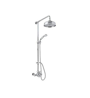 Rohl 118576 Arcana Exposed Thermostatic Shower System Complete with Therm Valve with Volume Control Riser Diverter Handshower Hose Showerhead, Tuscan Brass