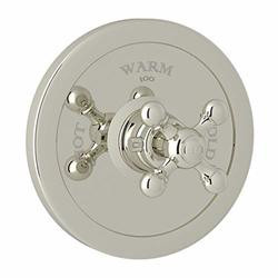 Rohl 110745 - ARCANA TRIM SET ONLY IN POLISHED NICKEL WITH CROSS HANDLE AND NO ROUGH BODY TO CONCEALED THERMOSTATIC MIXER VALVE 1005N WITHOUT VOLUME CONTROL