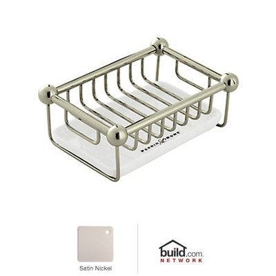 Rohl U.6972STN Perrin & Rowe Free Standing Soap Basket In Satin Nickel With White Tray