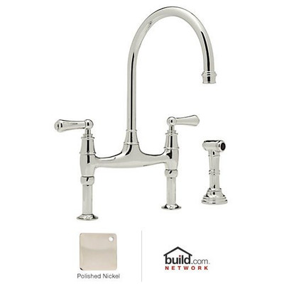 Rohl U.4719L-PN-2 Perrin & Rowe Georgian Era Deck Mount Bridge Kitchen Faucet With Sidespray In