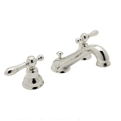 Rohl 113415 Cisal Widespread Lavatory Faucet with Classic Metal Levers and Pop-Up, Polished Nickel