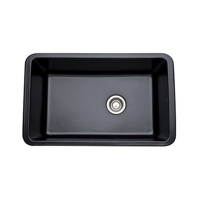 Rohl 117576 31-1/8-Inch by 19-5/8-Inch by 11-Inch Allia Single Bowl Undermount Fireclay Kitchen Sink in Matte Black