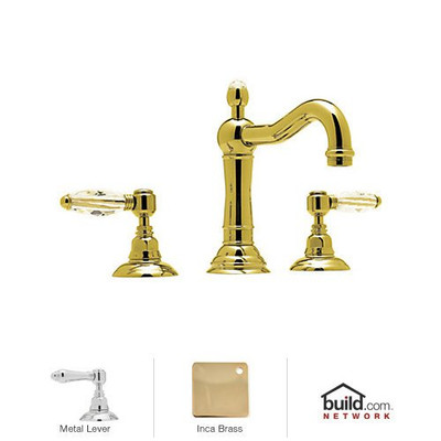 Rohl 119036 COUNTRY BATH ACQUI WIDESPREAD LAVATORY FAUCET IN INCA BRASS WITH METAL LEVERS POP-UP AND COLUMN SPOUT C.B WDSPRD LAV MTL LVR I.BR