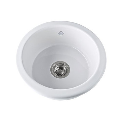 Rohl UM1807WH Shaws Classic Lancaster Round Bar/Food Prep Sink In White Fireclay 18 1/8" Diameter