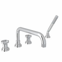 Rohl A3314IWAPC Rohl Campo Bath Five Hole Deck Mounted Tub Filler In Polished Chrome With Wheel