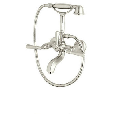 Rohl 106894 Palladian Exposed Wall Mounted Tub Shower Mixer with Handshower and Palladian Metal Levers in Polished Nickel
