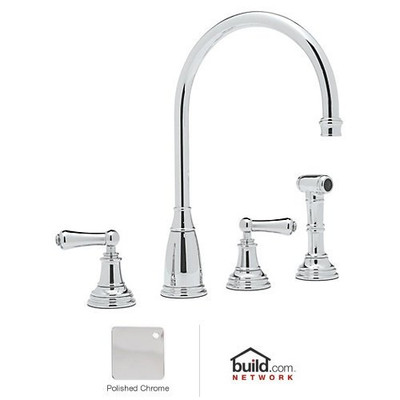 Rohl 103513 Perrin and Rowe Double Handle Athenian Kitchen Faucet with Lever Handle Finish: Polished Chrome