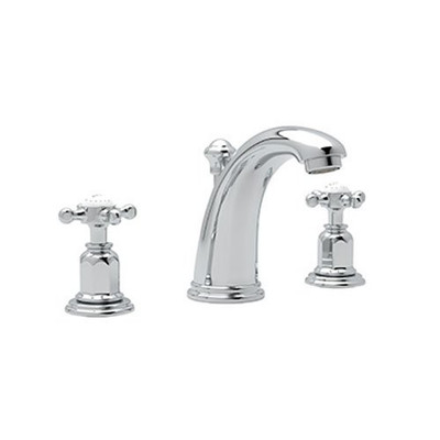 Rohl 106669 Perrin and Rowe Low Lead Widespread Bathroom Faucet with Metal Cross Handles and Pop-Up Drain, Polished Chrome